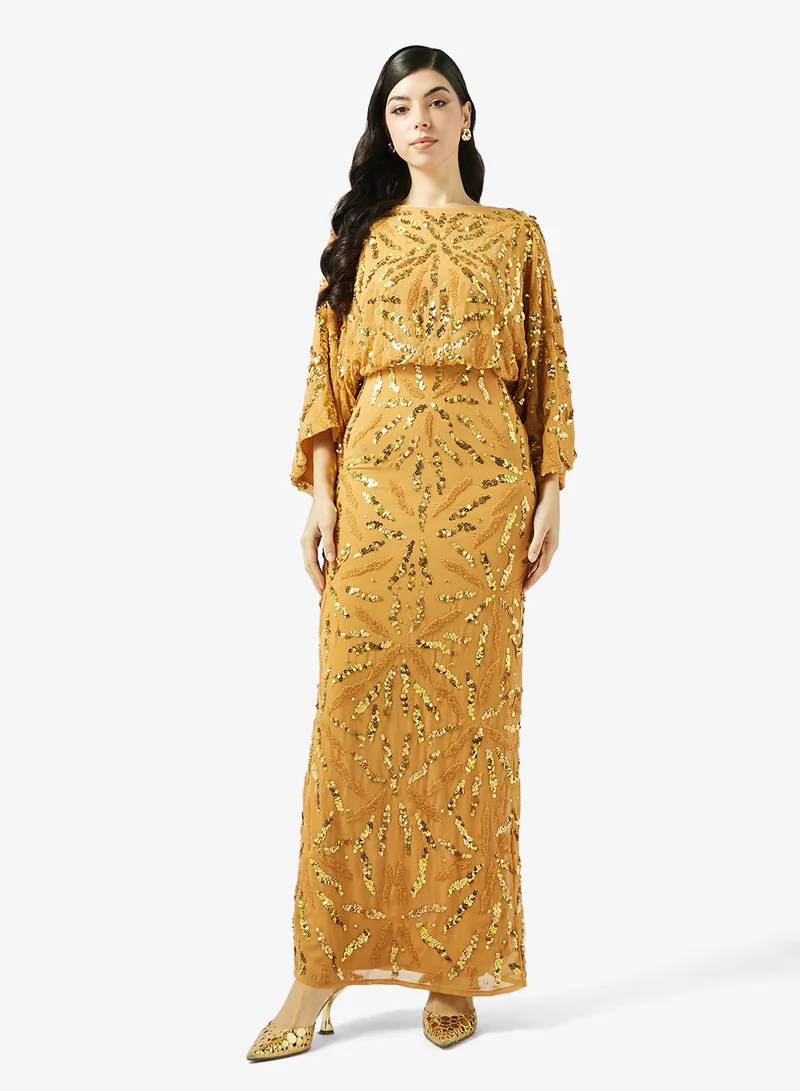 فروك اند فرل فستان ماكسي بأكمام واسعة مزين بالترتر